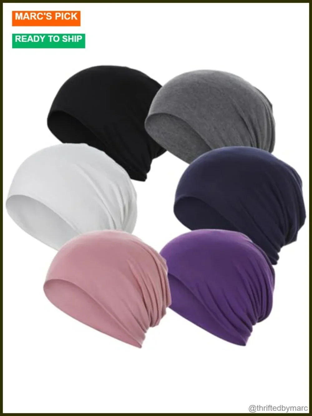 Cotton Slouchy Beanie Soft Sleep Caps Chemo Headwear Skull Cap 6 Pack